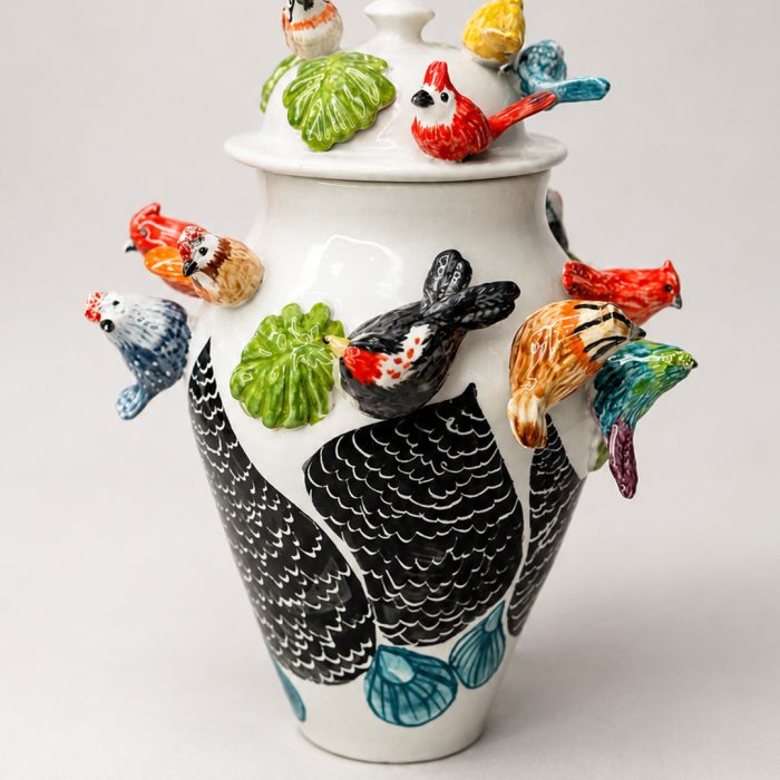 Vasija Mom alta aves (Colección especial Artesanías de Colombia)